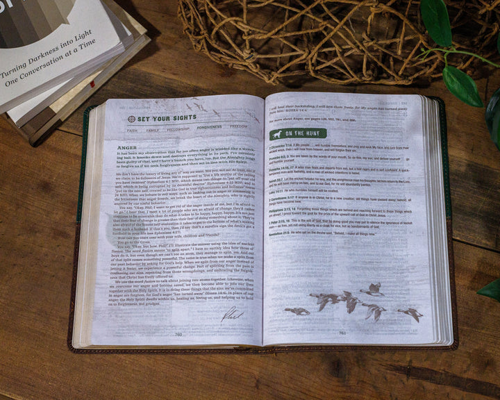 Duck Commander Faith and Family NKJV Bible (Olive/Brown Leather)