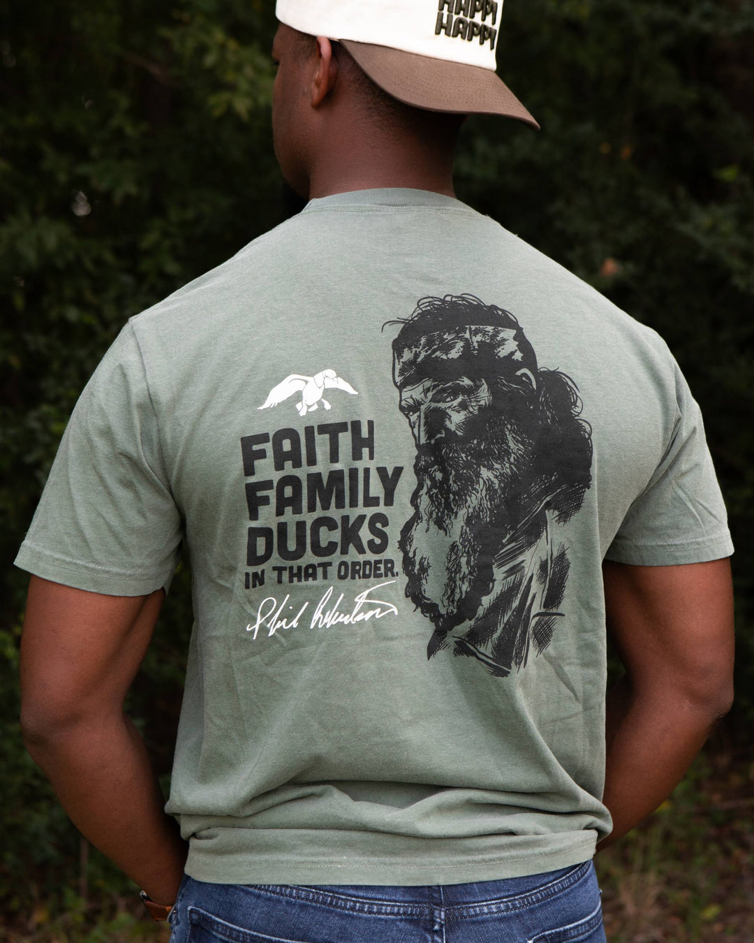 Duck Commander Faith Family Ducks Phil Olive Green Tee