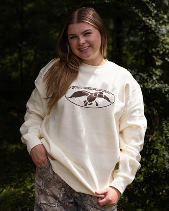 Duck Commander Oval Logo Crewneck - Cream