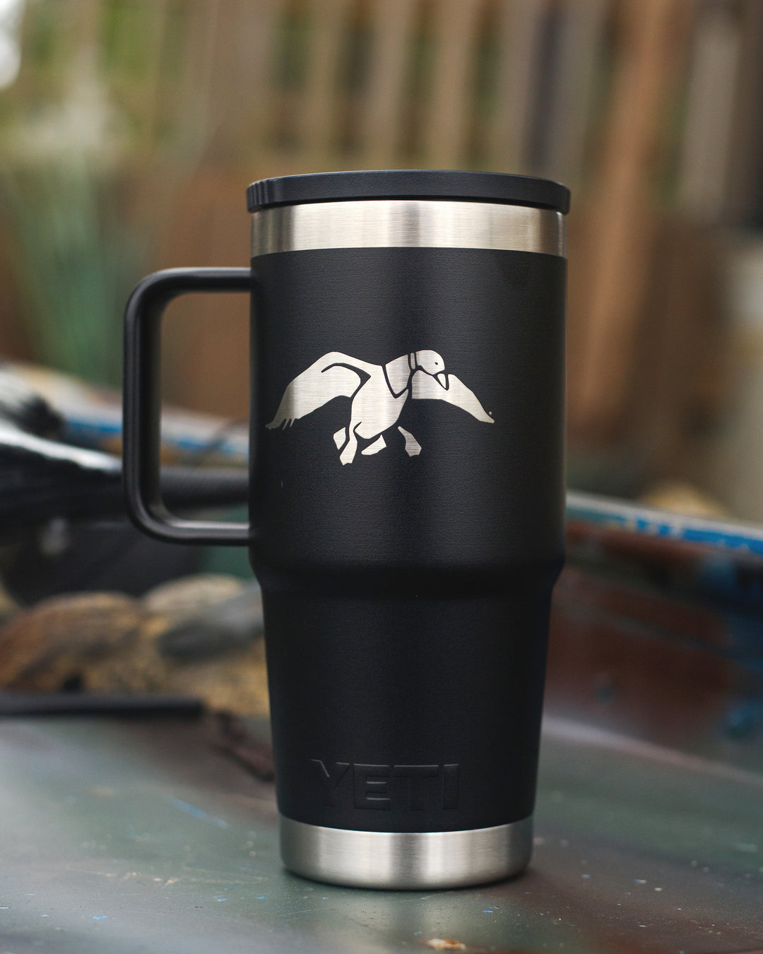 Duck Commander 20oz Black Icon Yeti Rambler Straw Mug