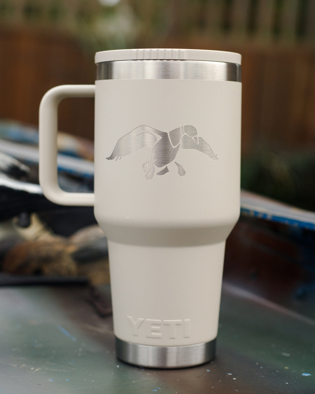 Duck Commander 30oz Taupe Icon Yeti Rambler Straw Mug