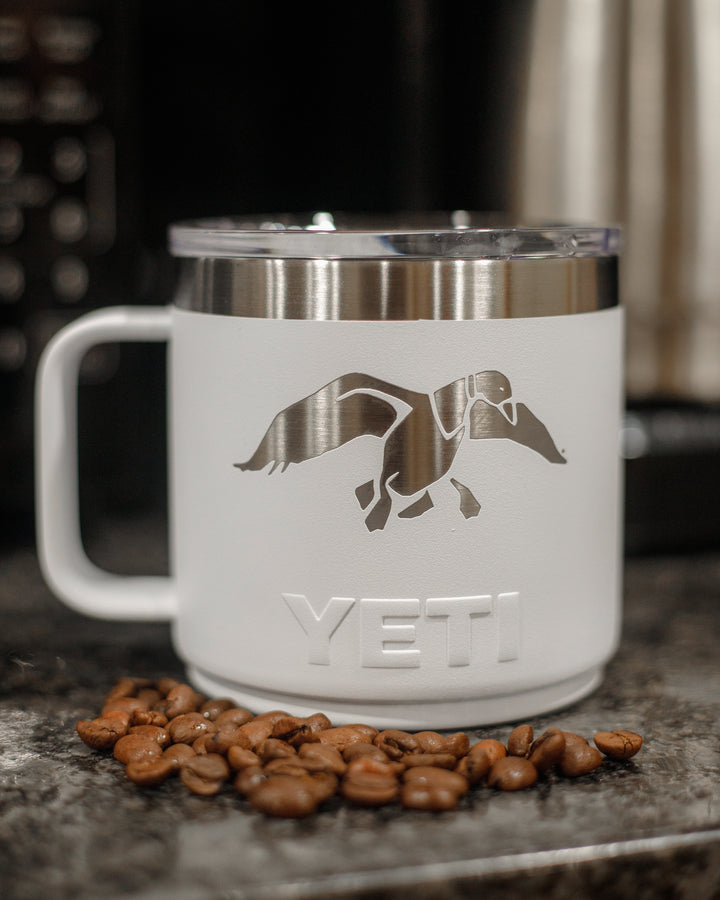 Duck Commander Icon 14oz White Yeti Rambler with Handle