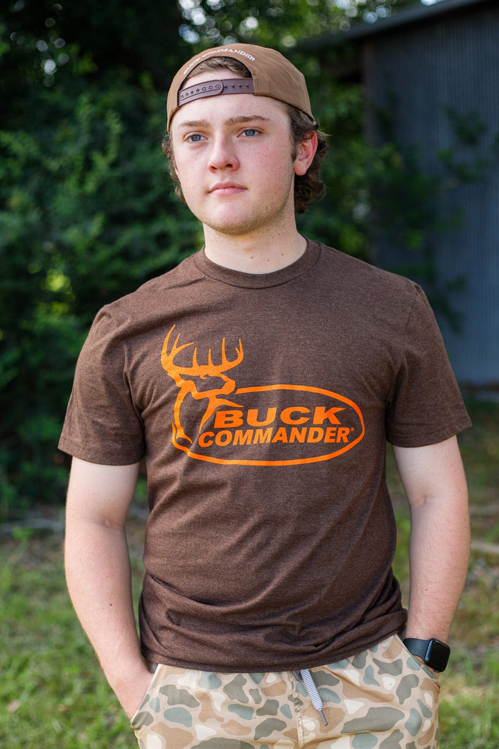 Buck Commander District Made Brown Heather Logo Tee
