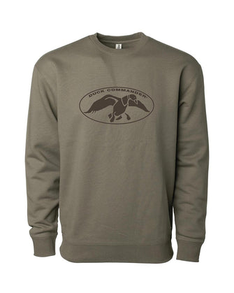 Duck Commander Oval Logo Army Green Crewneck Sweatshirt