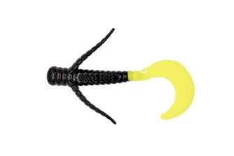 Fin Commander Curly Critter Black/Chartreuse 12 pack of bait