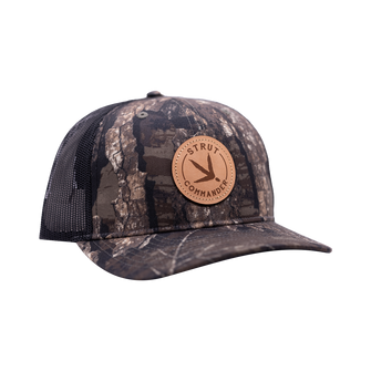 Strut Commander Turkey Tracks Leather Patch Hat in Realtree Timber