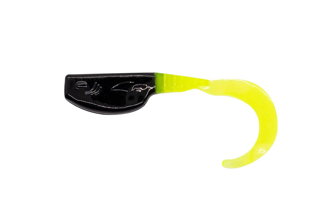 Fin Commander Slab Curly Black/Chartreuse 12 pack of bait