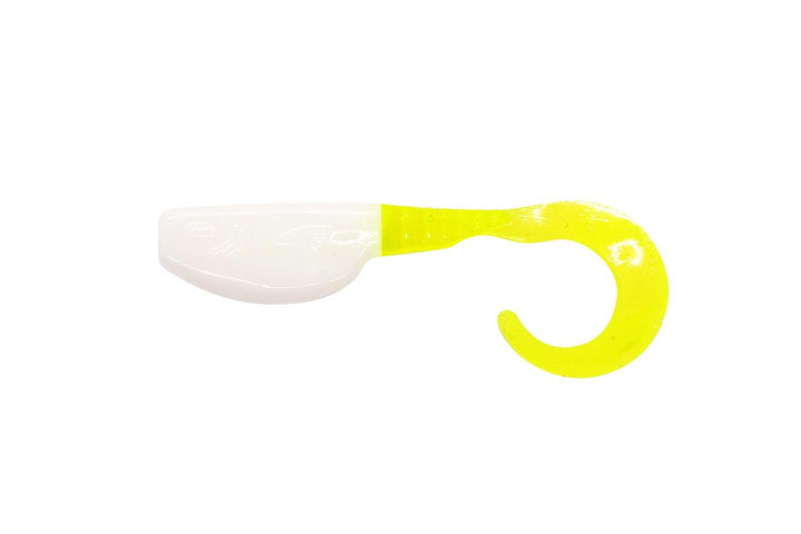 Fin Commander Slab Curly White/Chartreuse 12 pack of bait